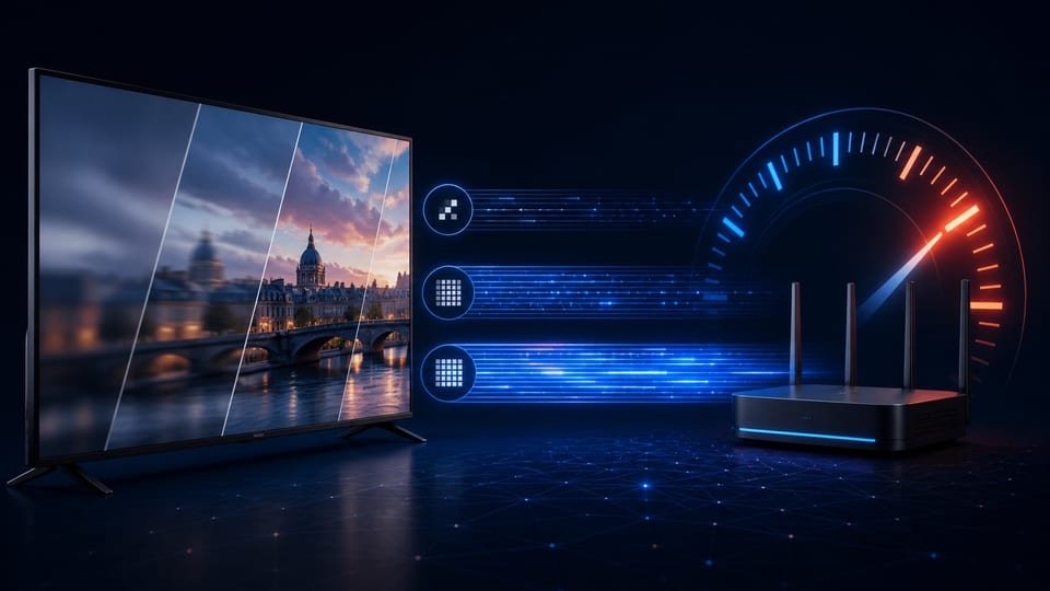 Débit IPTV sur téléviseur : mesurer à l’emplacement de la TV — illustration du contexte d’utilisation