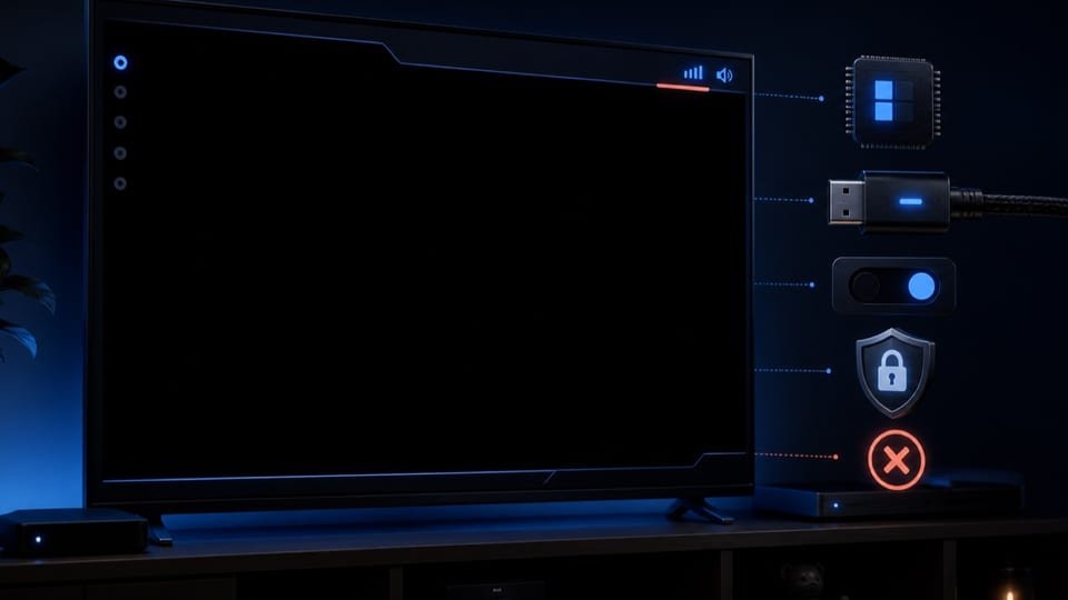 Menu visible mais écran noir : diagnostiquer la chaîne vidéo TV — illustration du contexte d’utilisation